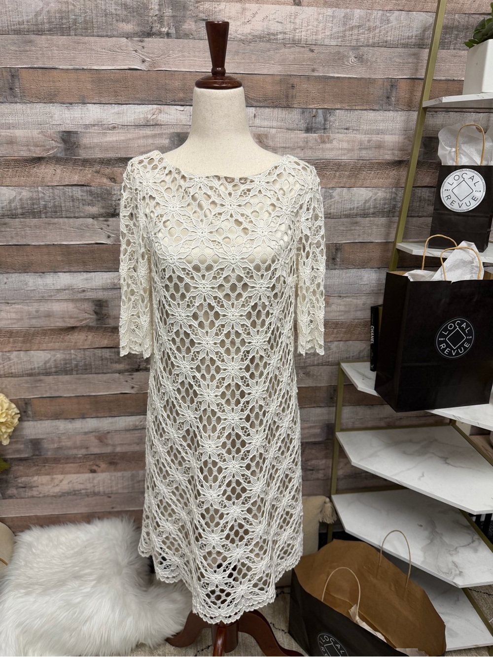 Jax Cream Crochet Midi Dress